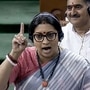 Union Minister Smriti Irani speaks in Lok Sabha during the ongoing Monsoon Session of Parliament, in New Delhi on Wednesday. (ANI)